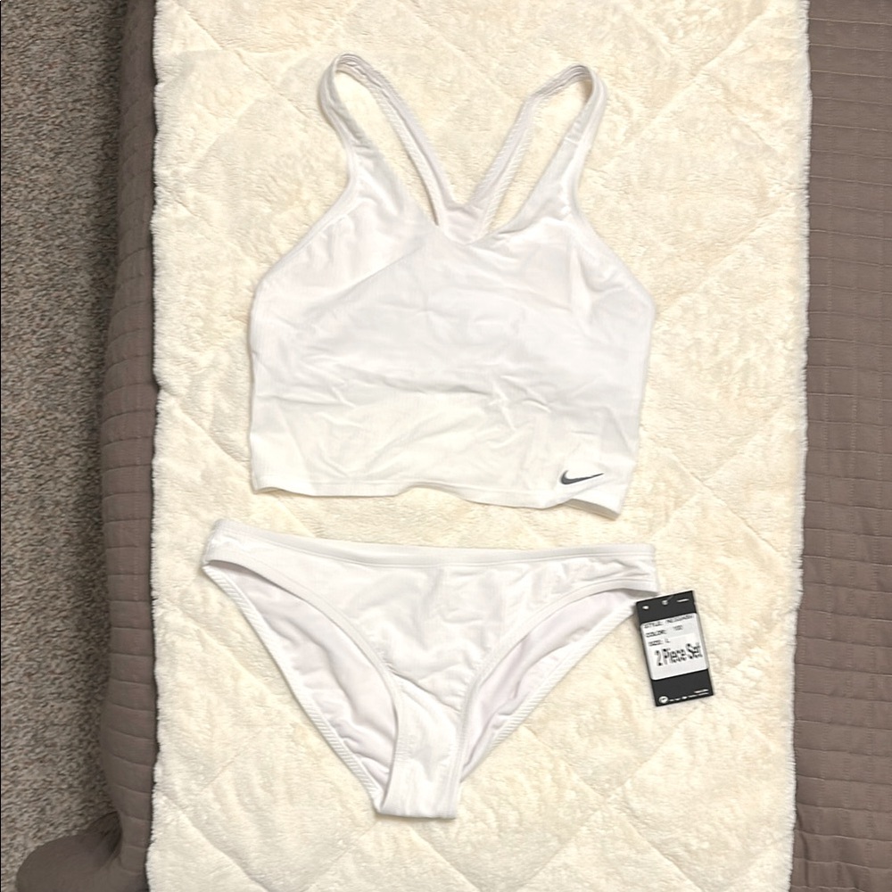 Nike Women's White Crop Top Racerback Bikini